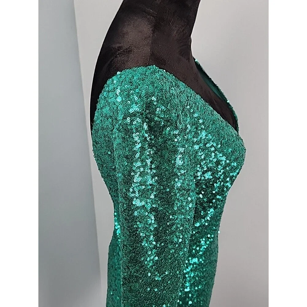A'gaci Agaci Bodycon Mid Sleeve Dress Large Sequin Homecoming Festival Concert - Picture 6 of 12